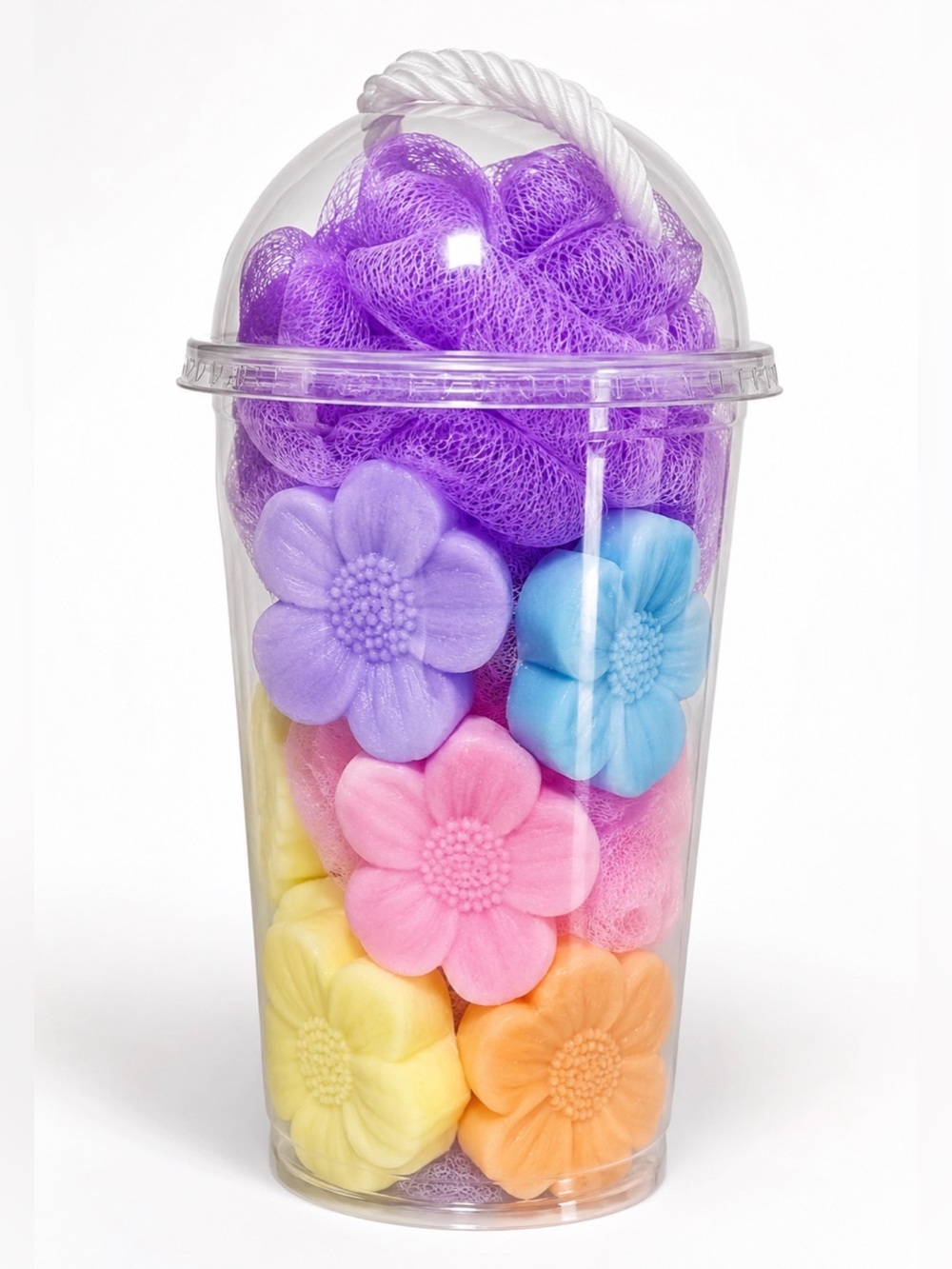 Floral Bath Gift Set with Purple Loofah - Women Bath & Body